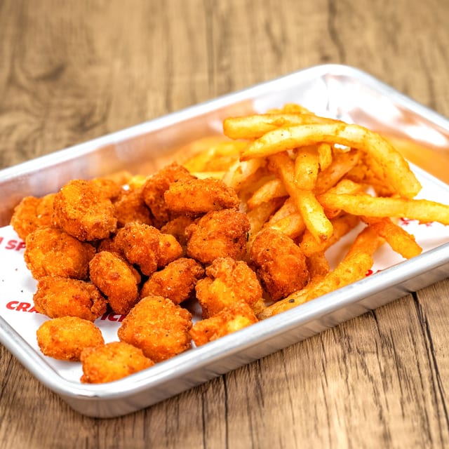 Popcorn Chicken with Fries.