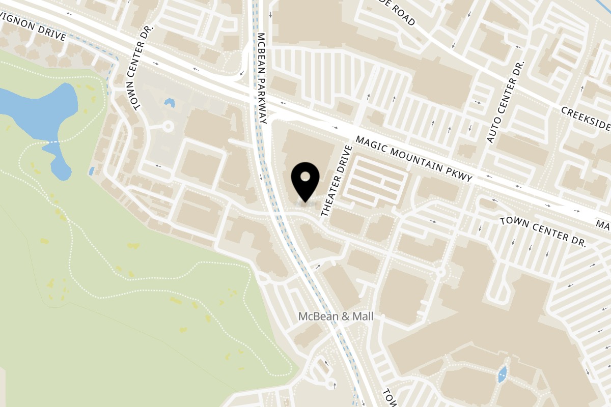 Map showing the location of Crab N' Spice Valencia on 24425 Town Center Dr in Santa Clarita