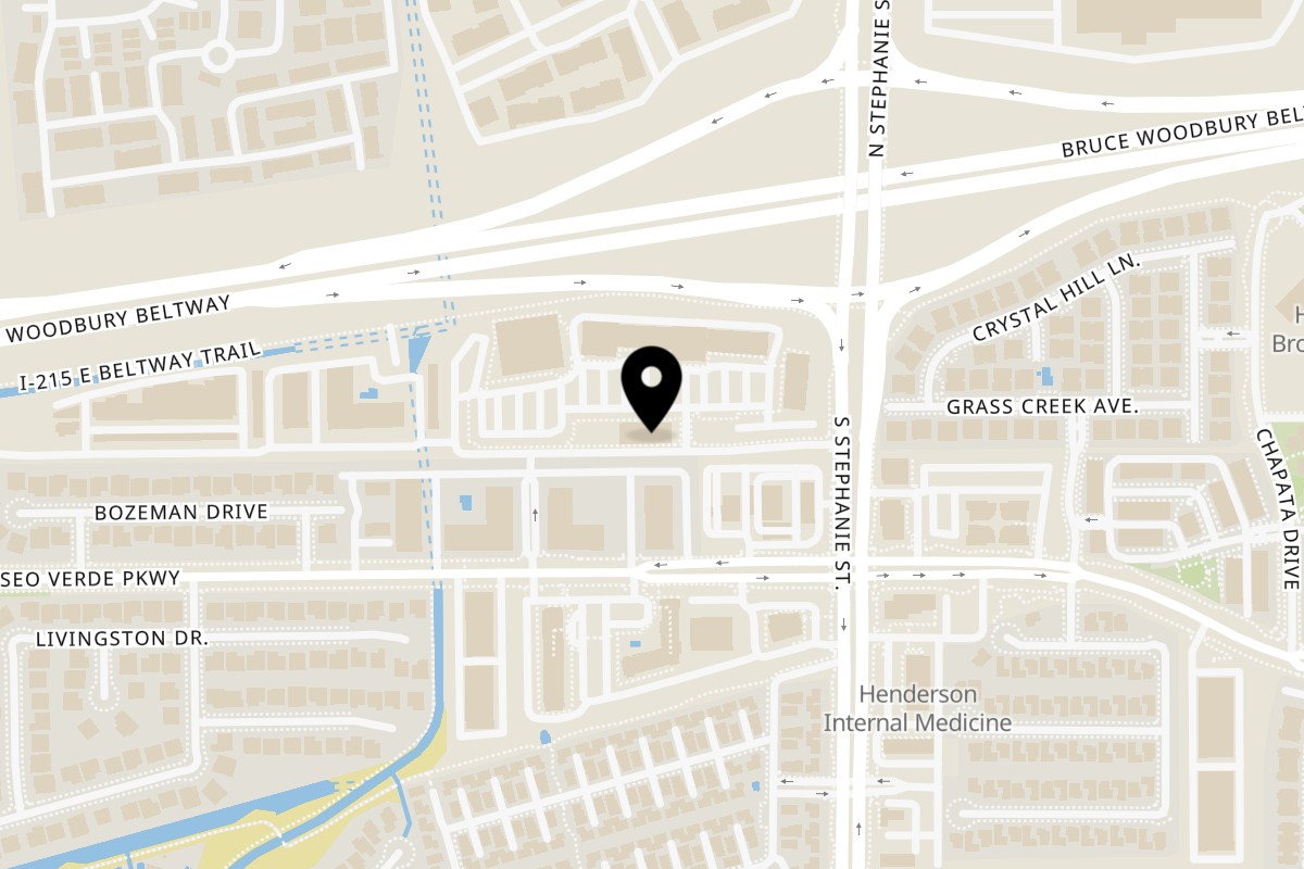 Map showing the location of Crab N' Spice Henderson, NV on 43 S Stephanie St #100 in Henderson